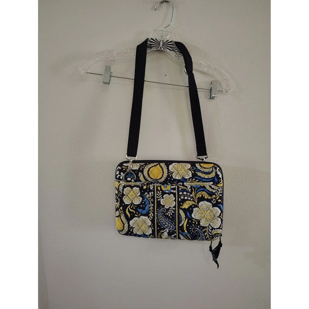 Vera Bradley Night and Day Indigo Quilted Crossbody Laptop Tablet Tech Case Bag